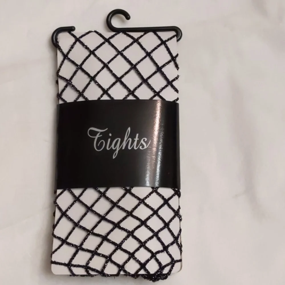 Hot topic black sparkle fishnet tights